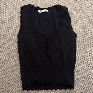 Zara Black Ribbed Tank Top